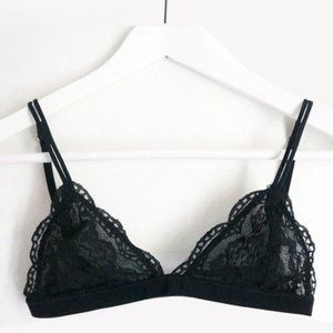 Floral sheer lace triangle low-cut bralette